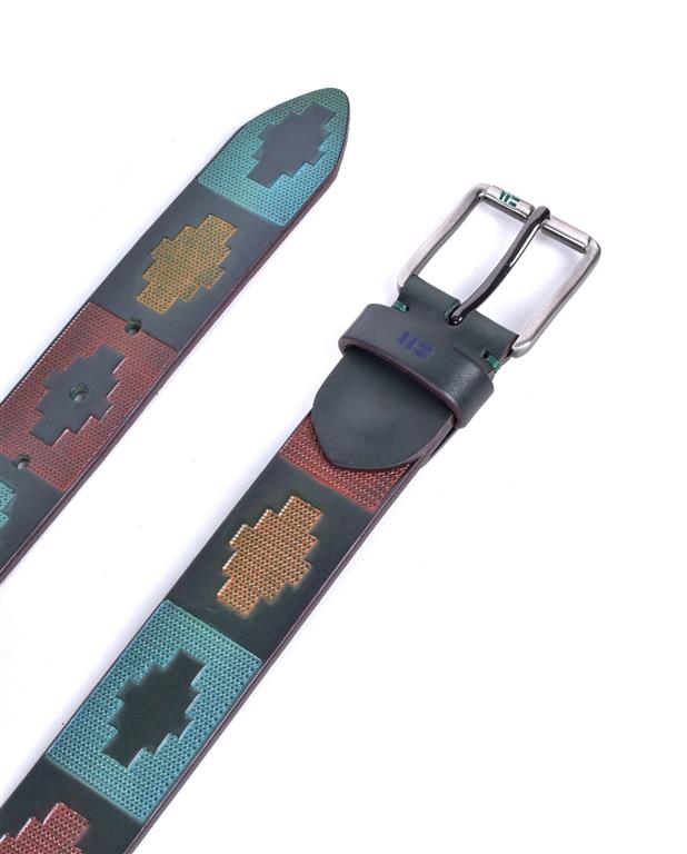 Hand painted green motif belt by Bellido