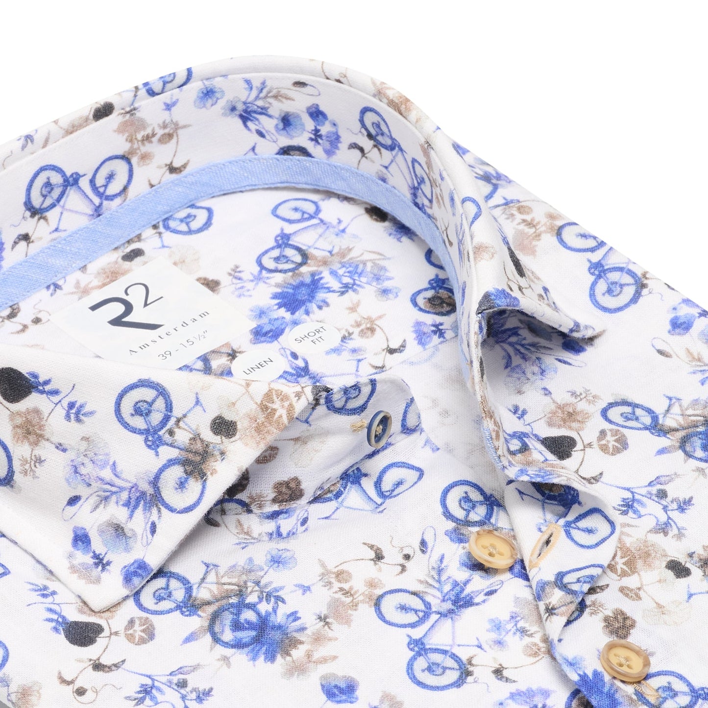 Bicycle print shirt in blue by R2