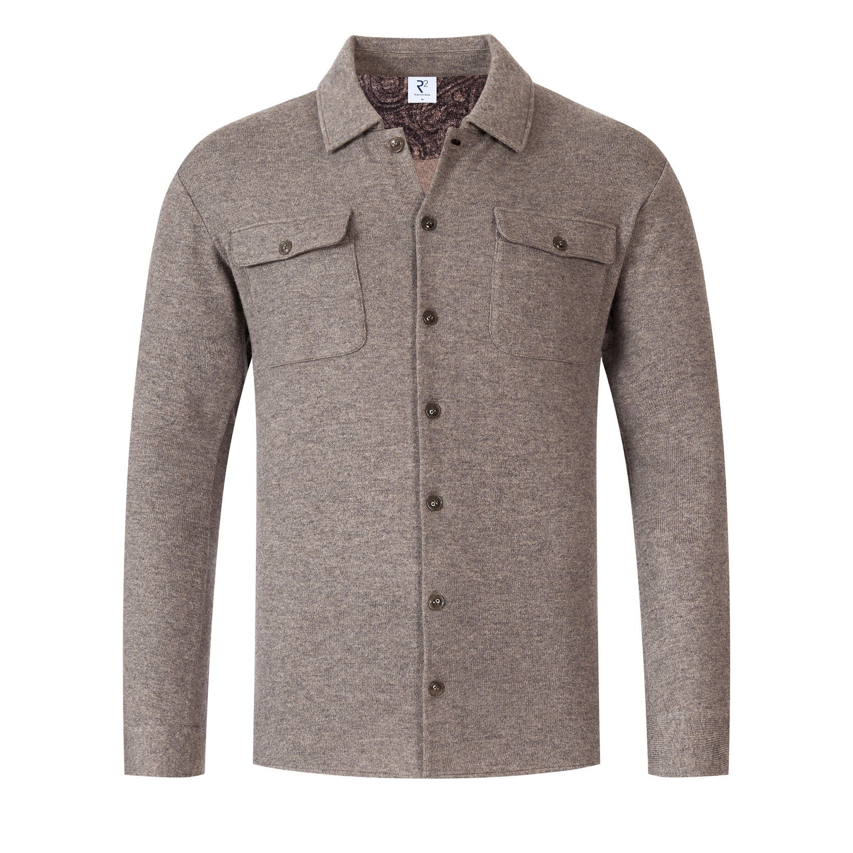 Merino mix overshirt in taupe brown