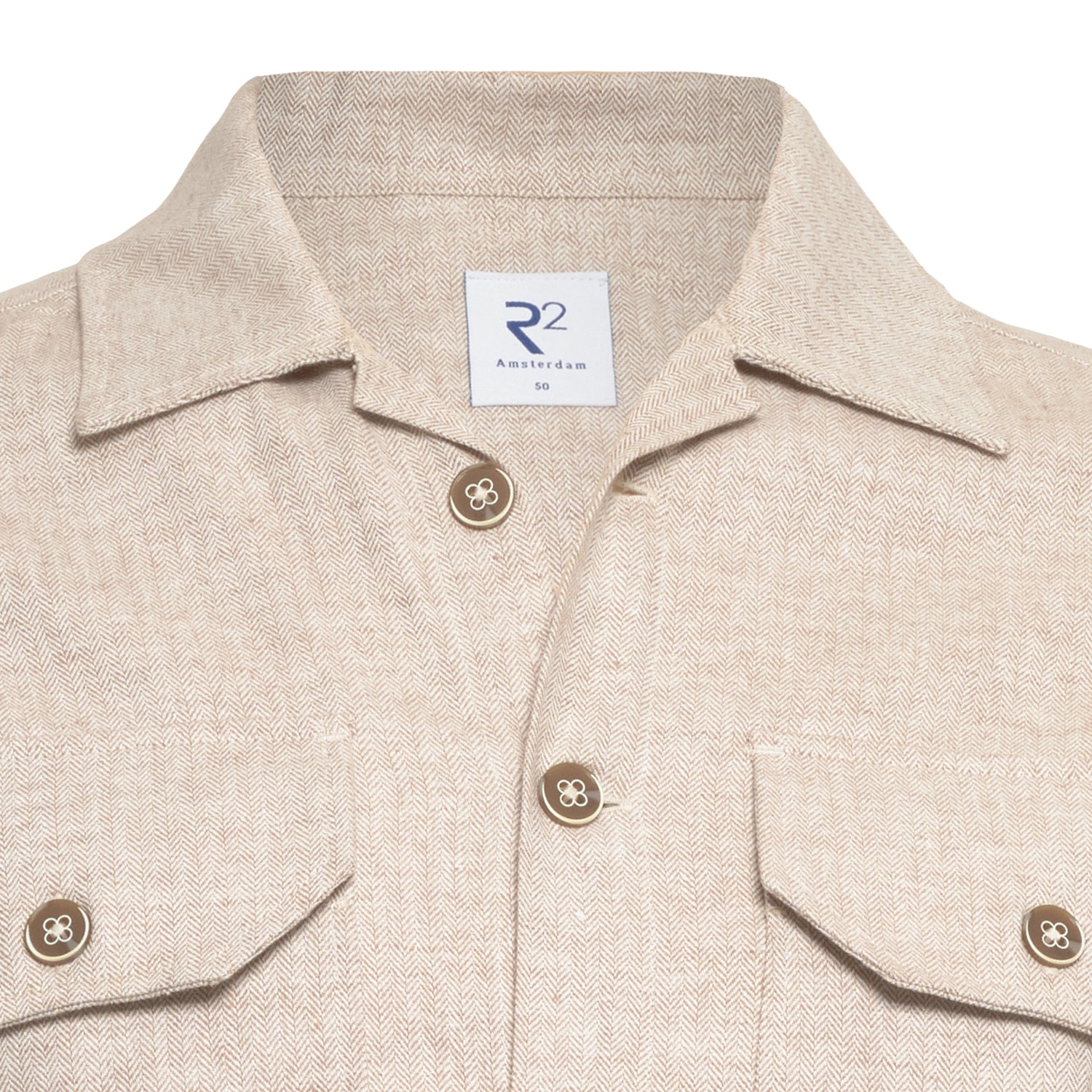 Cotton and Linen Overshirt in beige by R2