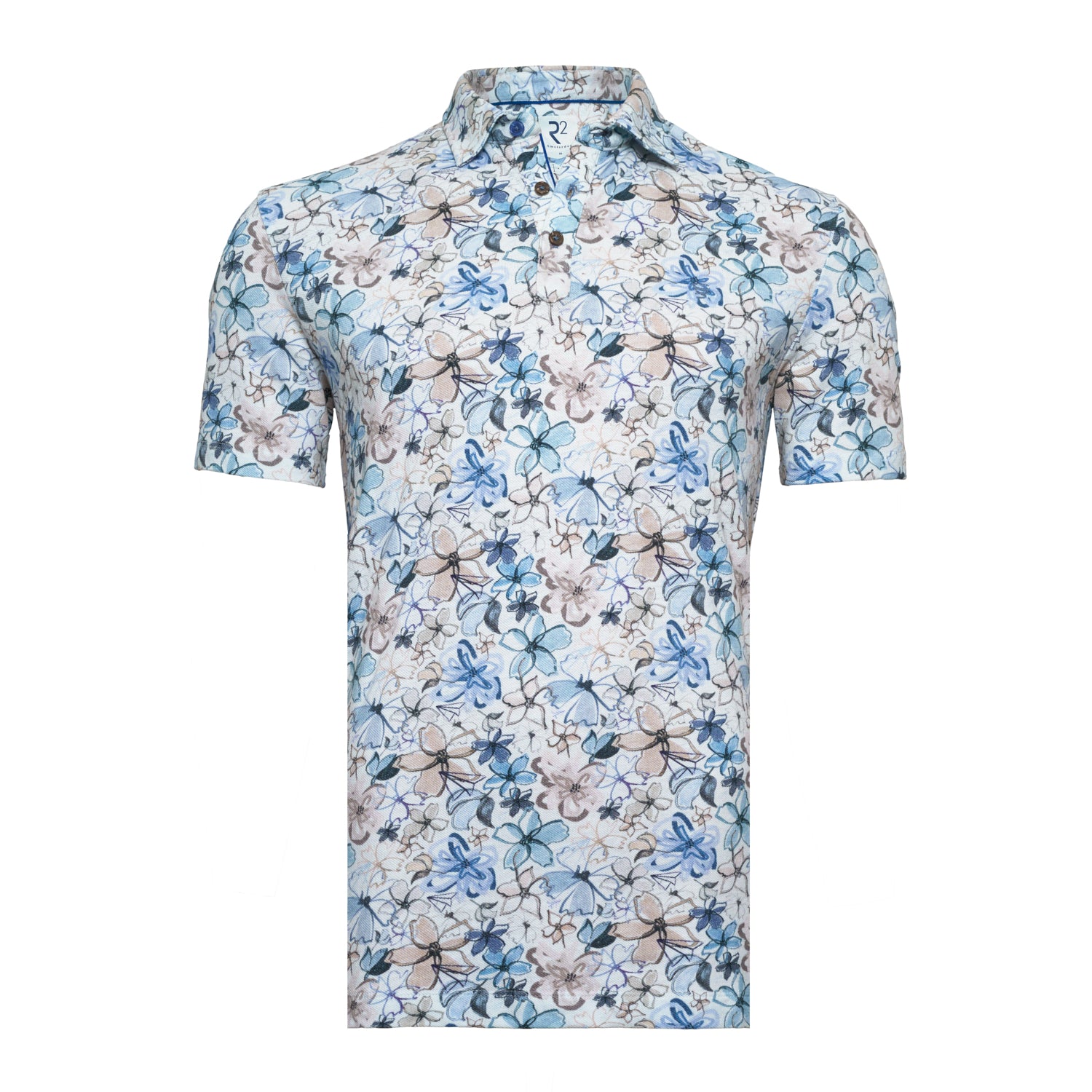 Floral Polo in Blue and Beige by R2