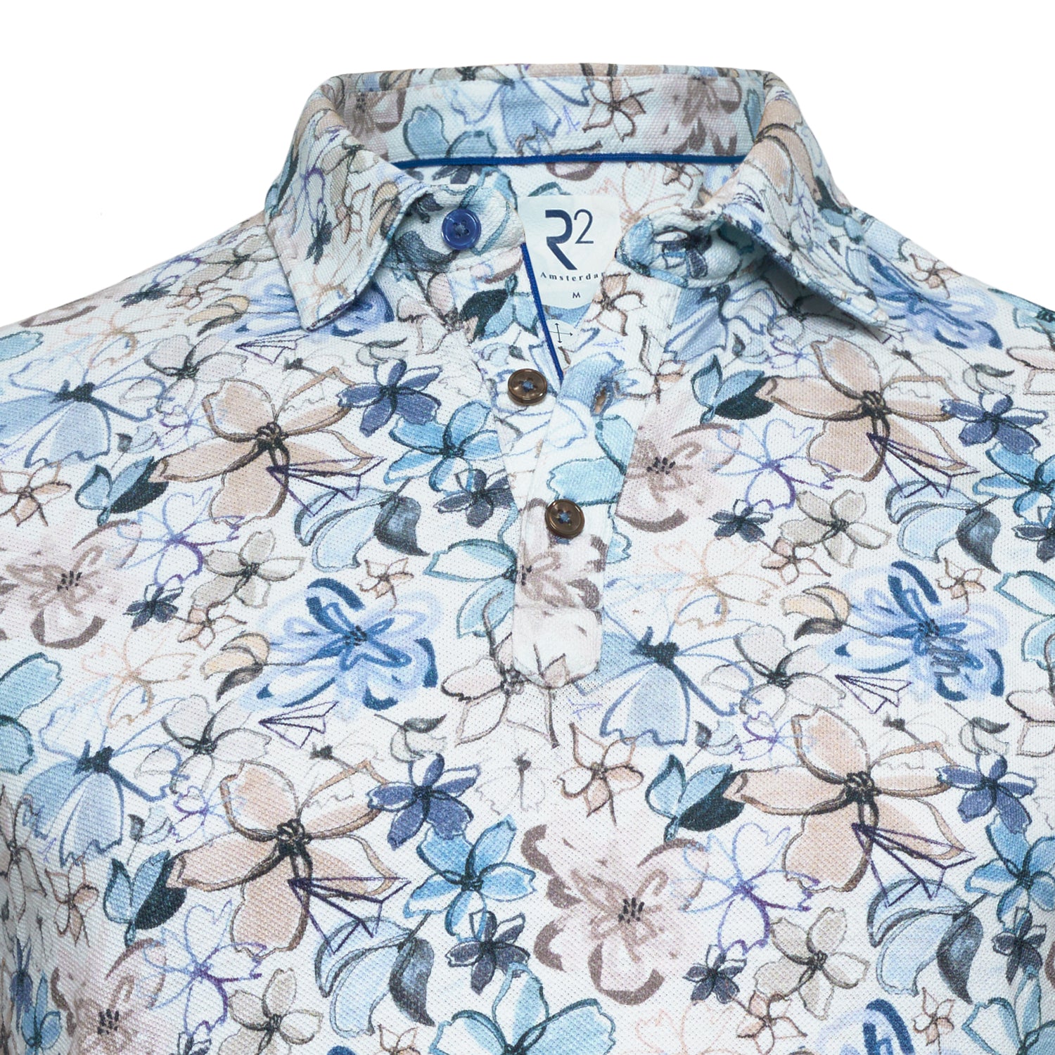 Floral Polo in Blue and Beige by R2