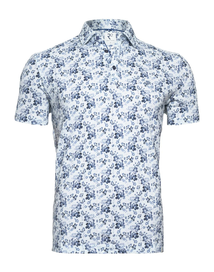 Blue and White Floral Polo by R2
