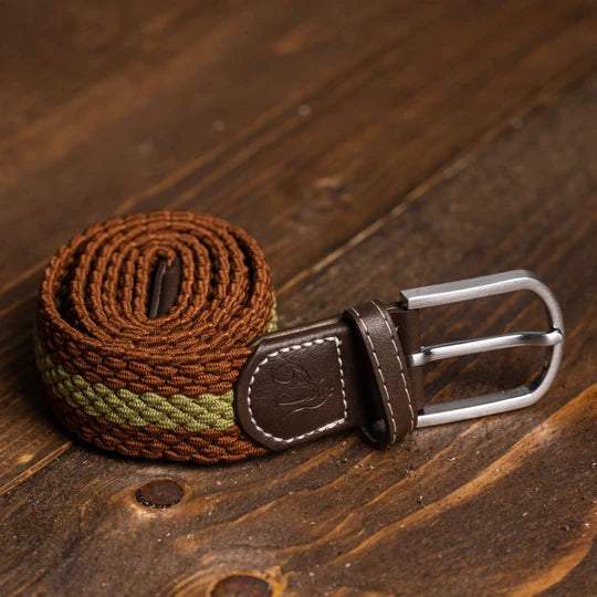 Khaki and brown stripe belt by Swole Panda