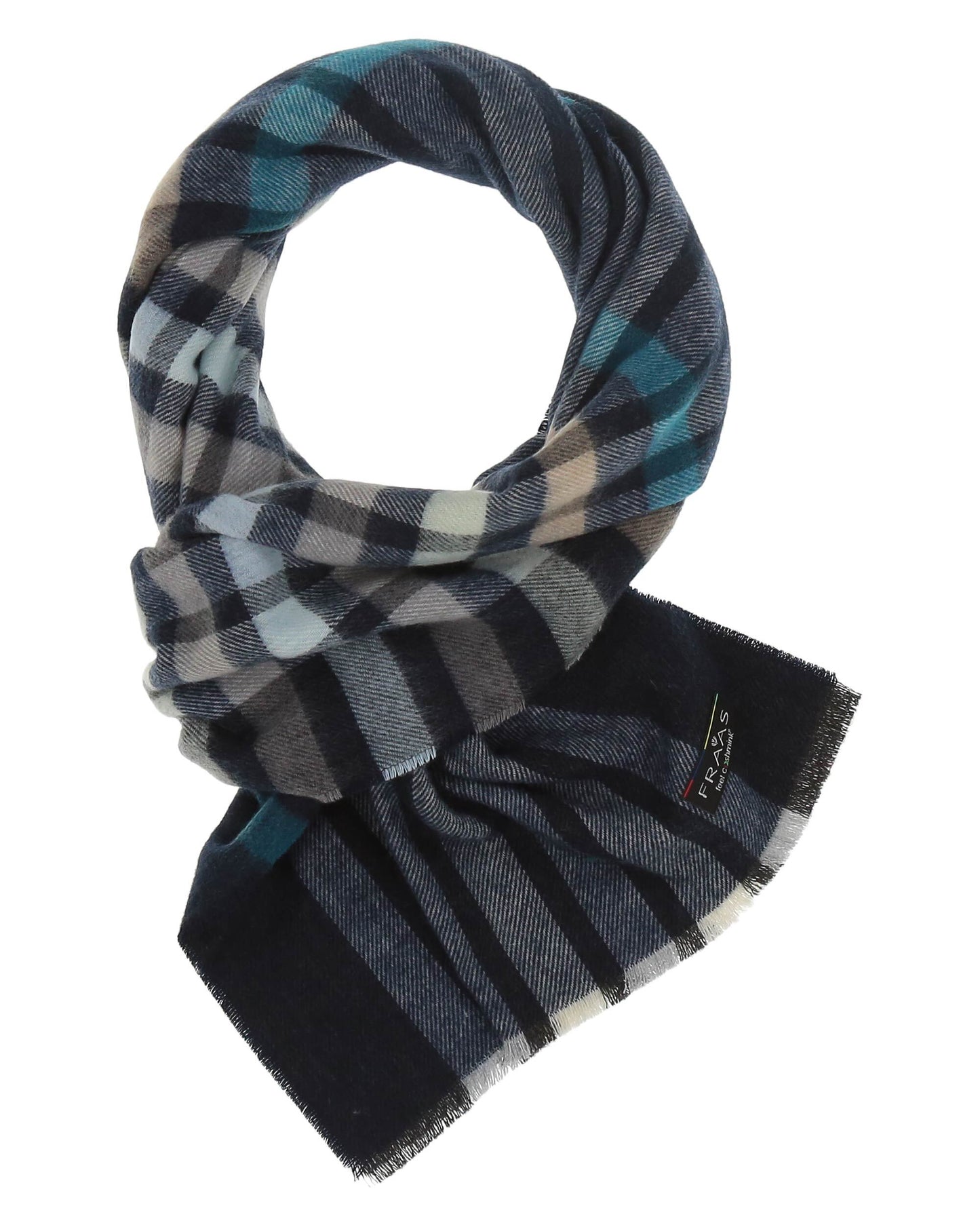 Checkered navy scarf by Fraas