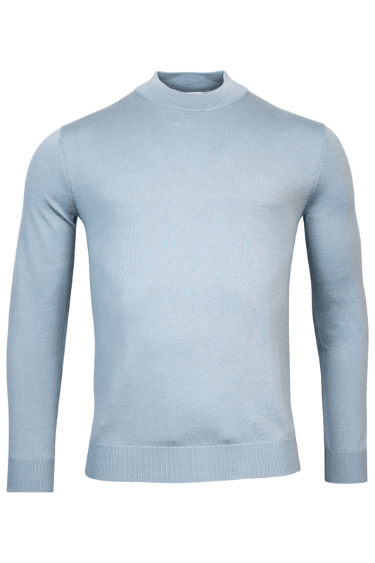Merino turtleneck in light blue by Thomas Maine