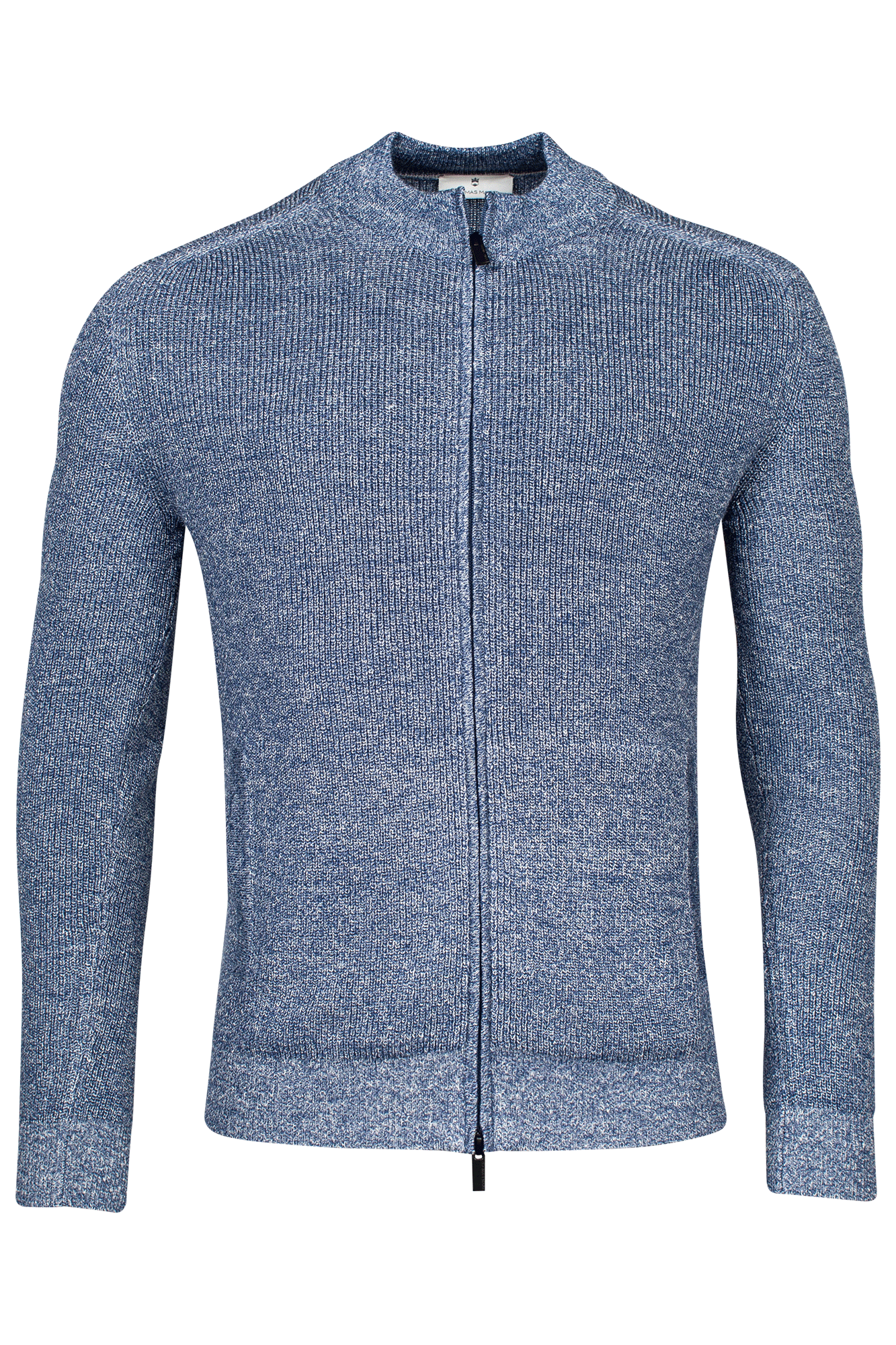 Linen Merino cardigan in blue by Thomas Maine