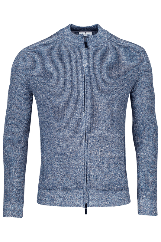 Linen Merino cardigan in blue by Thomas Maine