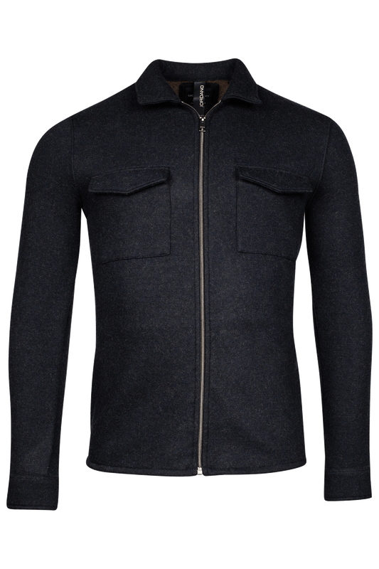 Full zip shacket in navy by Giordano
