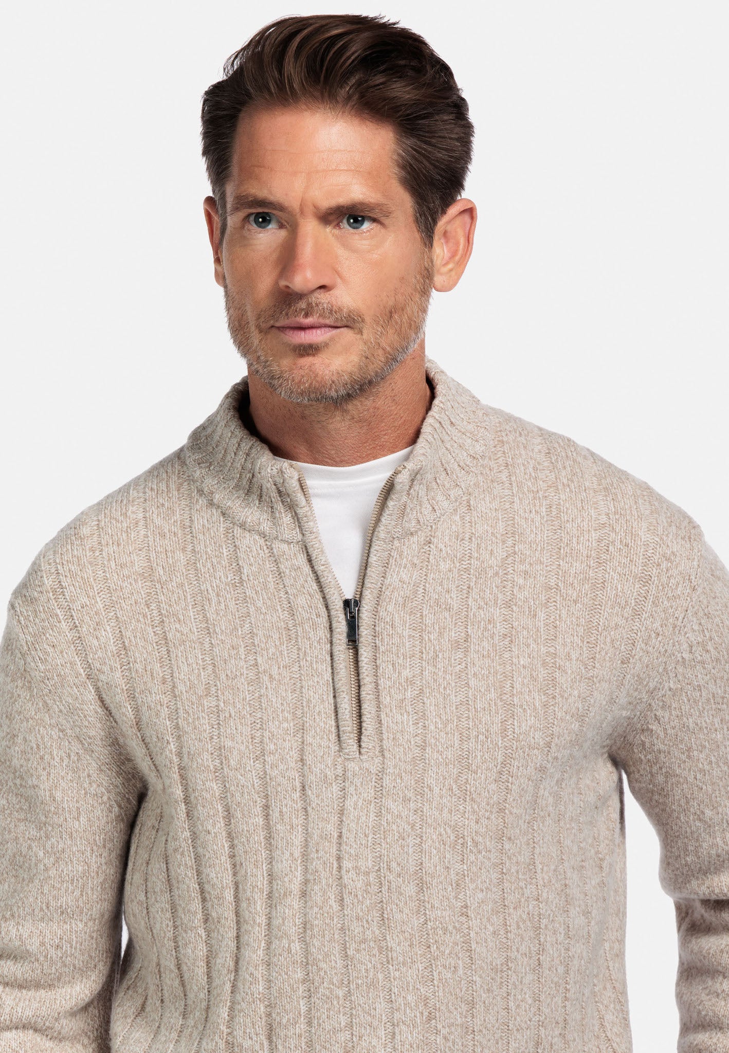 Wool 1/4 zip in Oat by Baileys