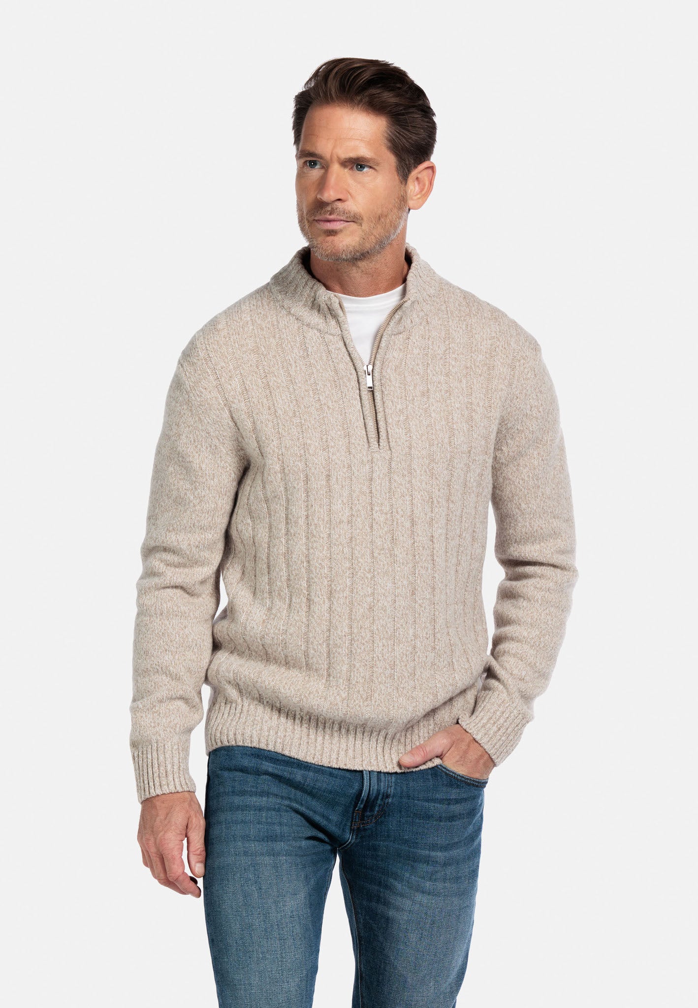 Wool 1/4 zip in Oat by Baileys