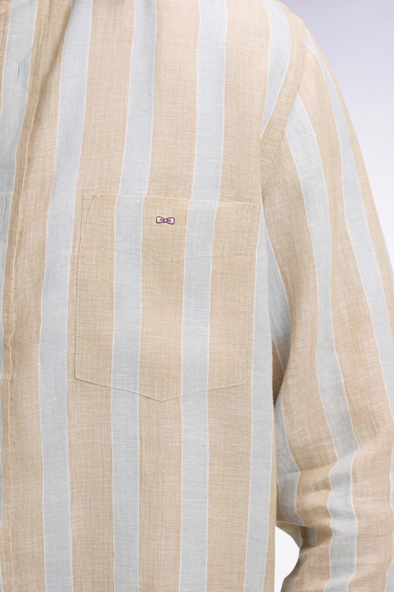 Linen Stripe in Natural and Blue by Eden Park