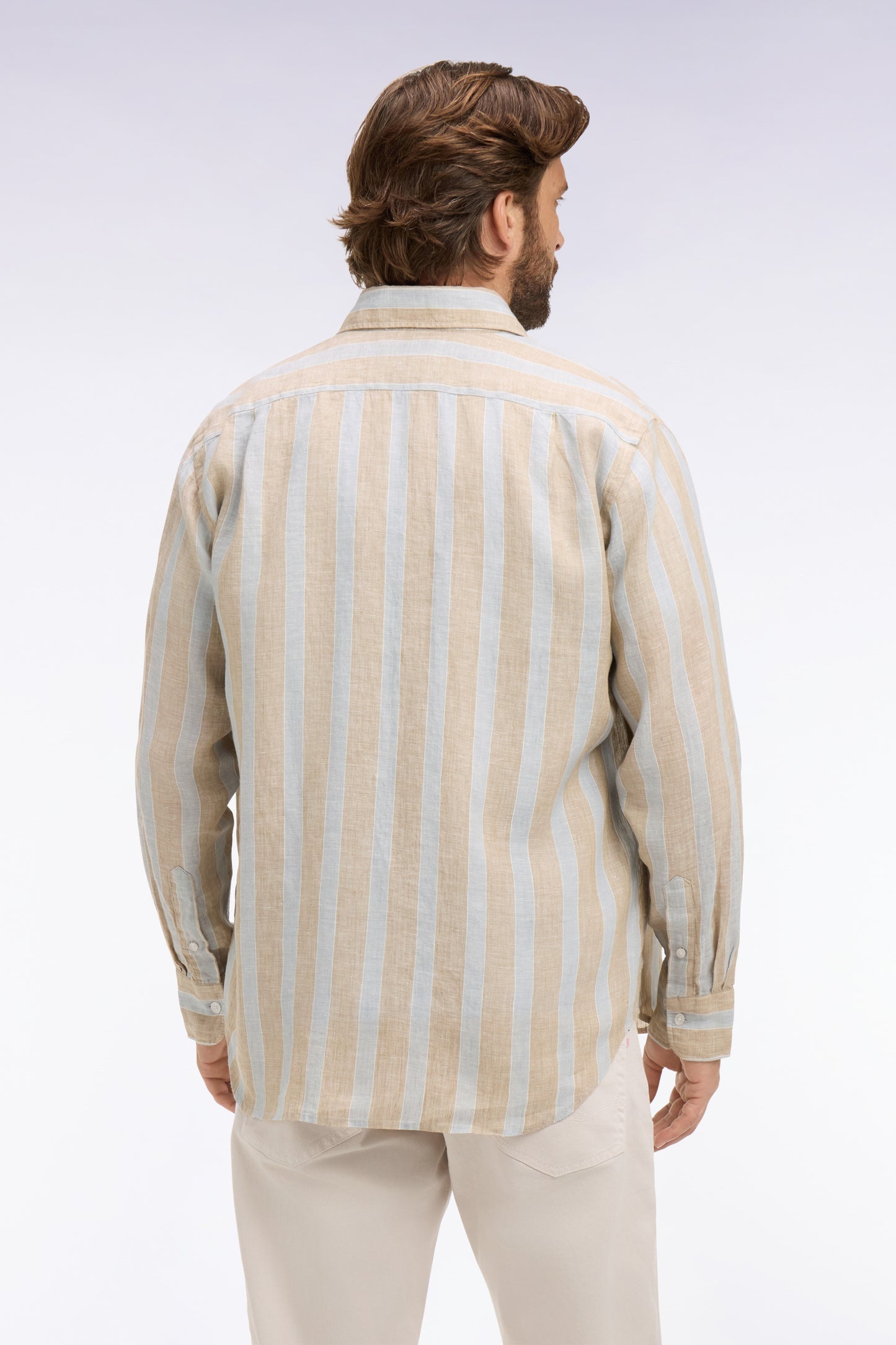 Linen Stripe in Natural and Blue by Eden Park