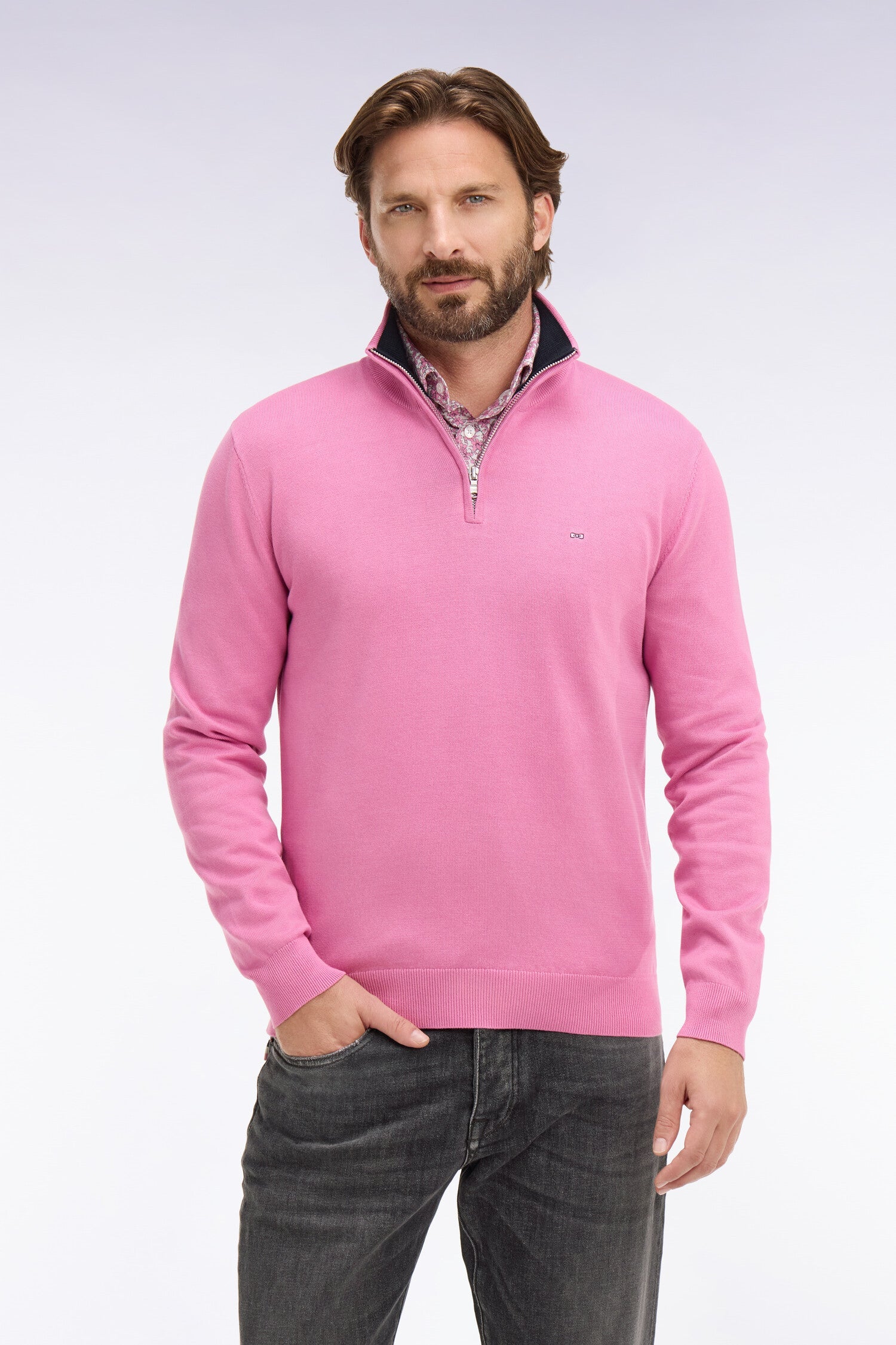 Pink Cotton Trucker-Neck by Eden Park