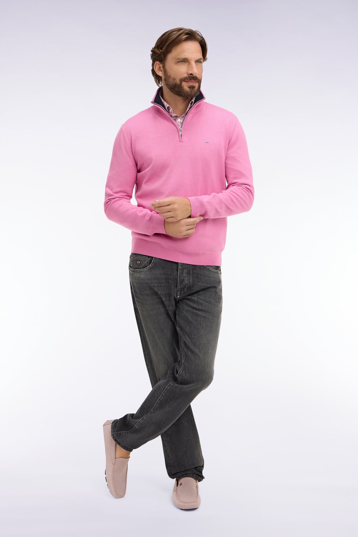 Pink Cotton Trucker-Neck by Eden Park