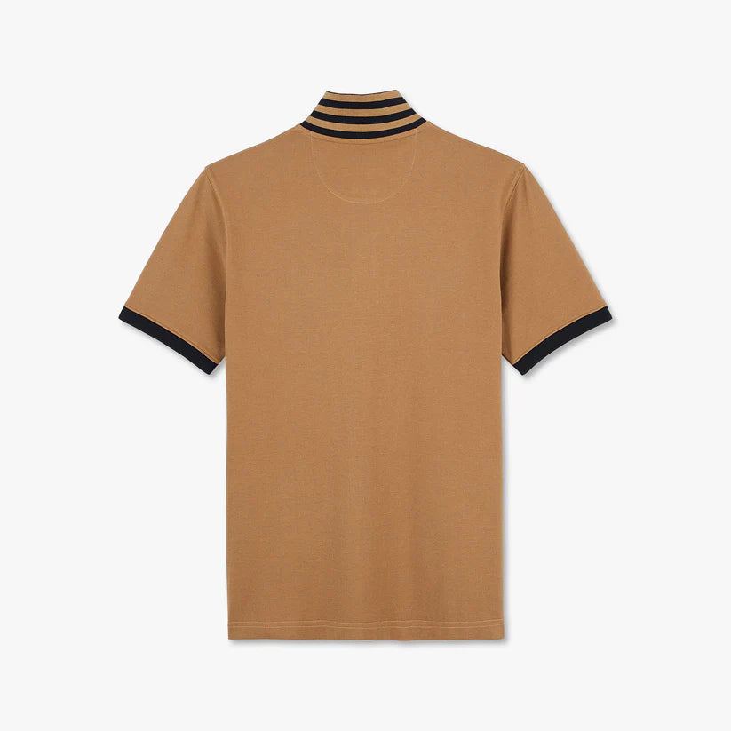 Slim fit polo in camel and navy by Eden Park