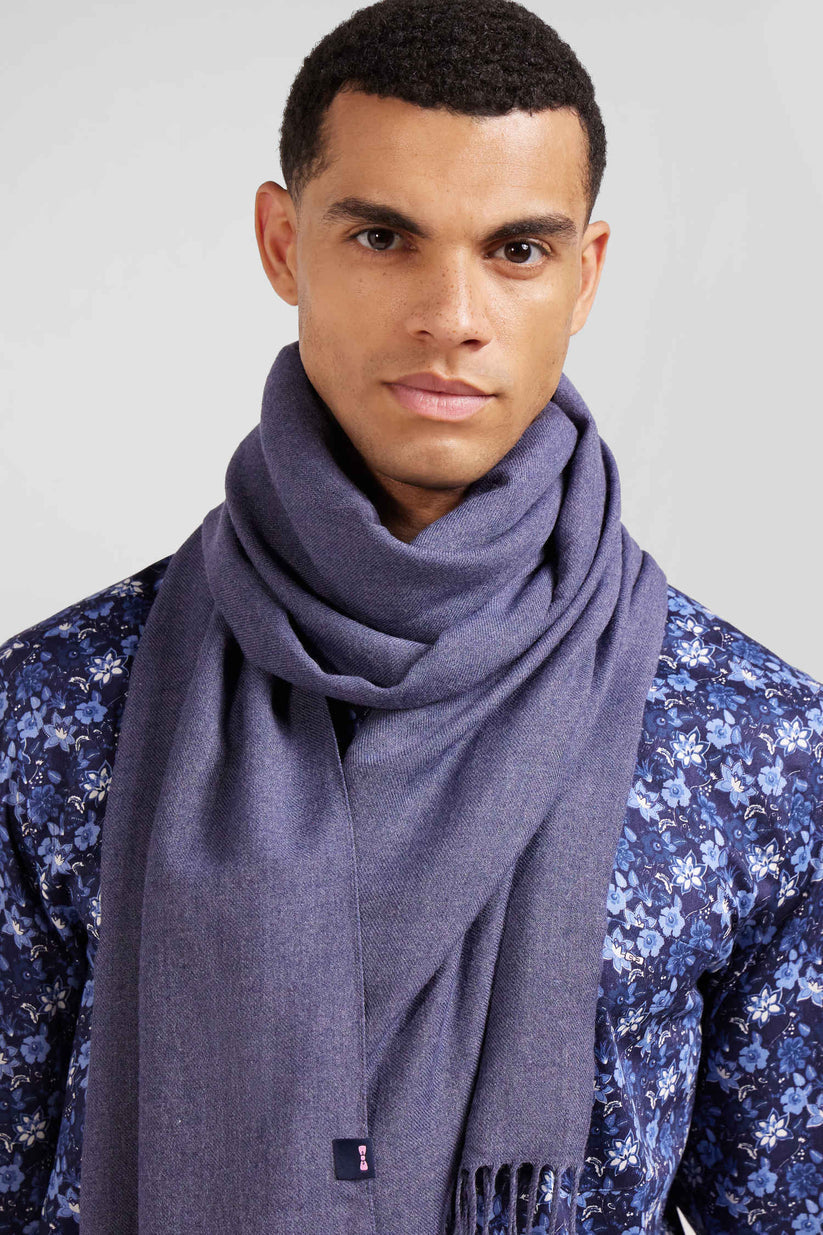 Fringed scarf in denim blue by Eden Park
