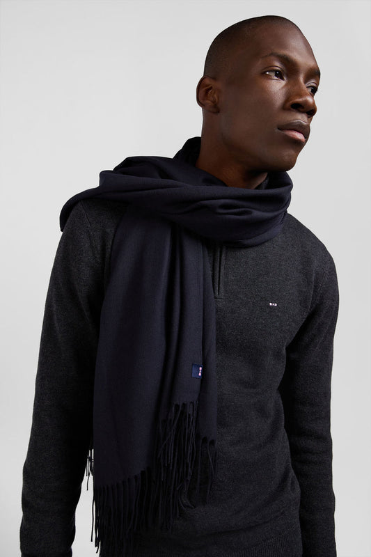 Fringed scarf in navy blue by Eden Park