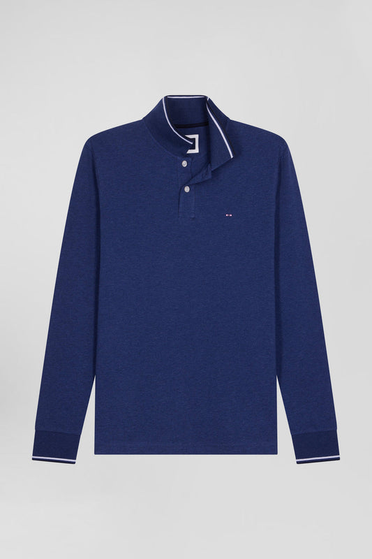Slim fit blue long sleeve stretch polo by Eden Park