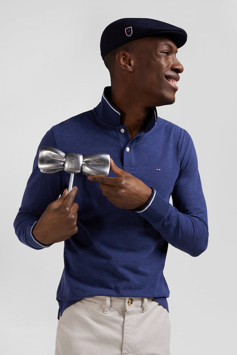 Slim fit blue long sleeve stretch polo by Eden Park