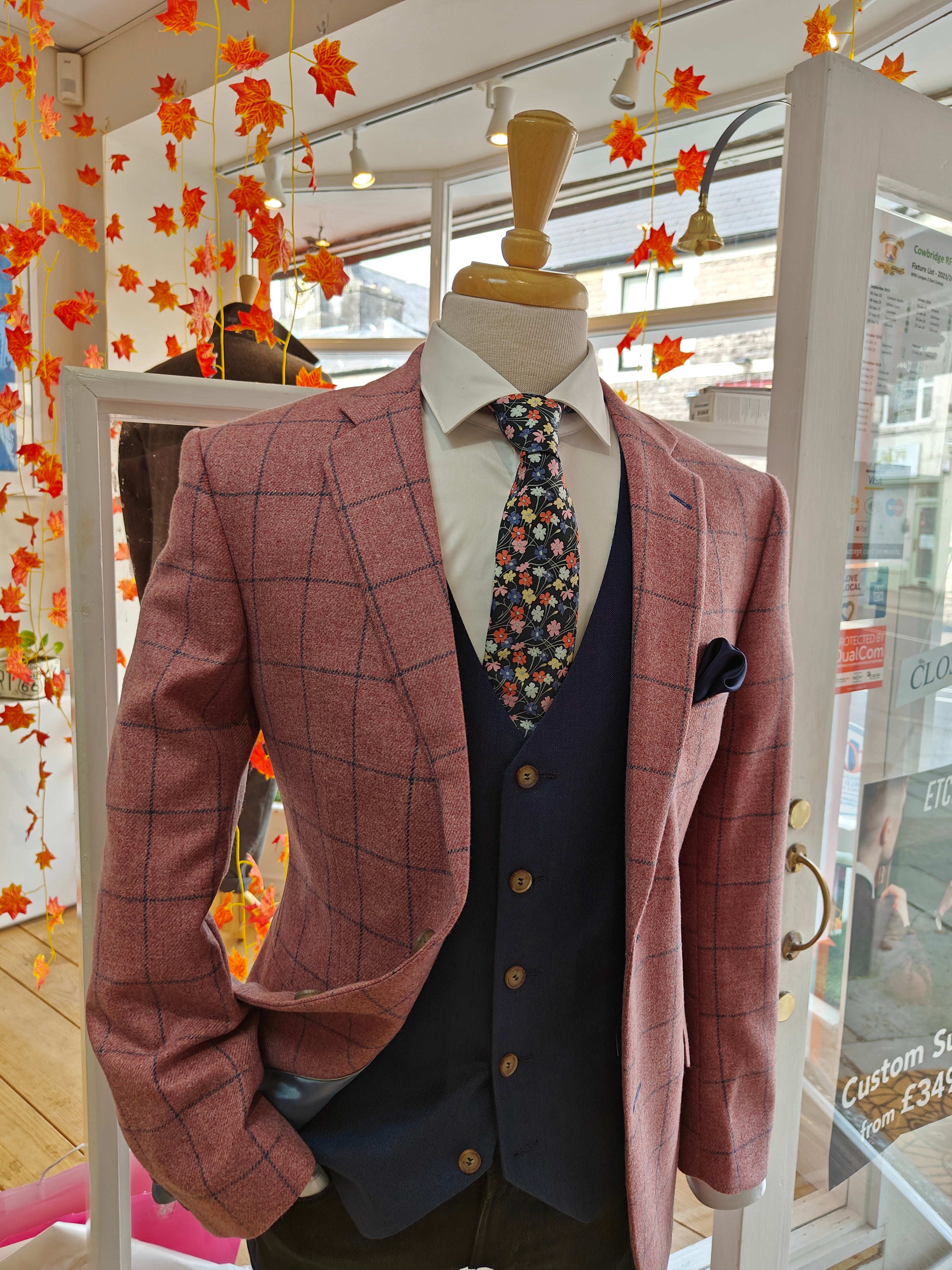 Strawberry pink and blue check by Mazzelli