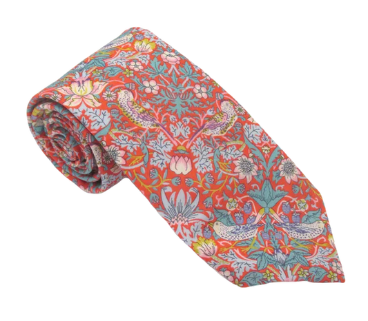 Strawberry Thief in red Liberty tie by Van Buck