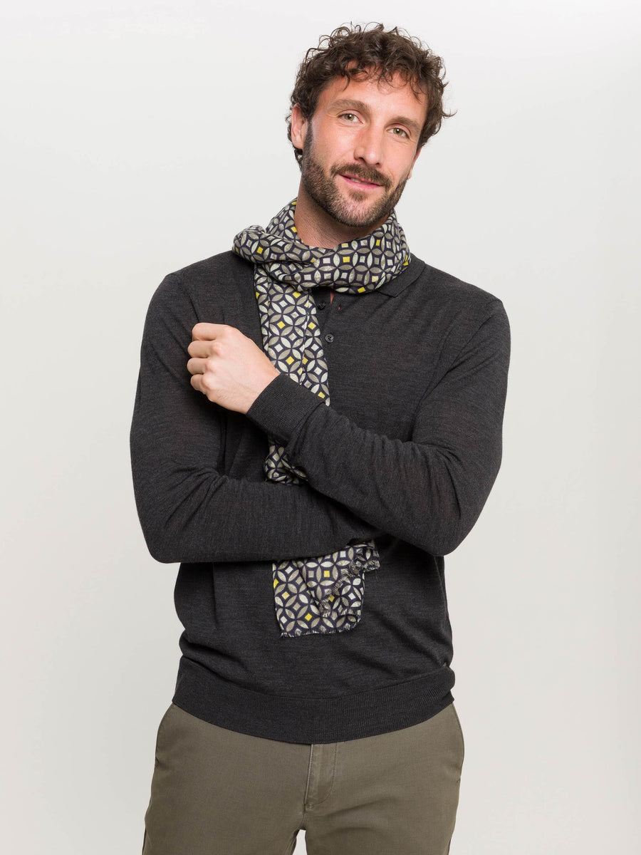 Khaki and Yellow supple scarf by Bugatti