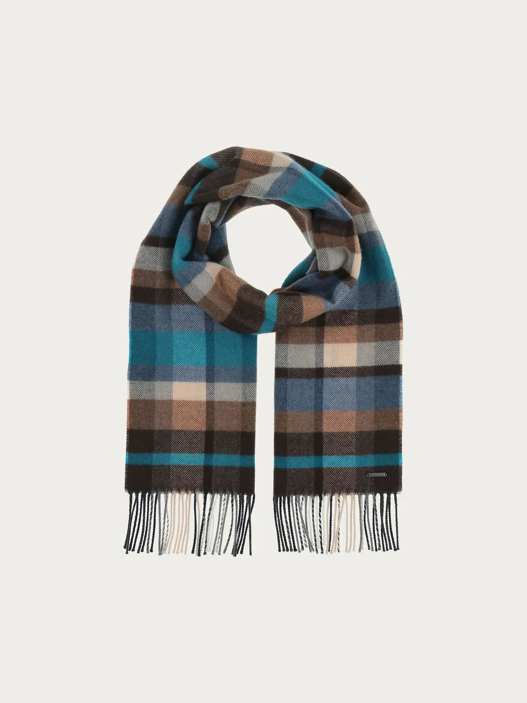 Turquoise, brown and cream scarf by Bugatti