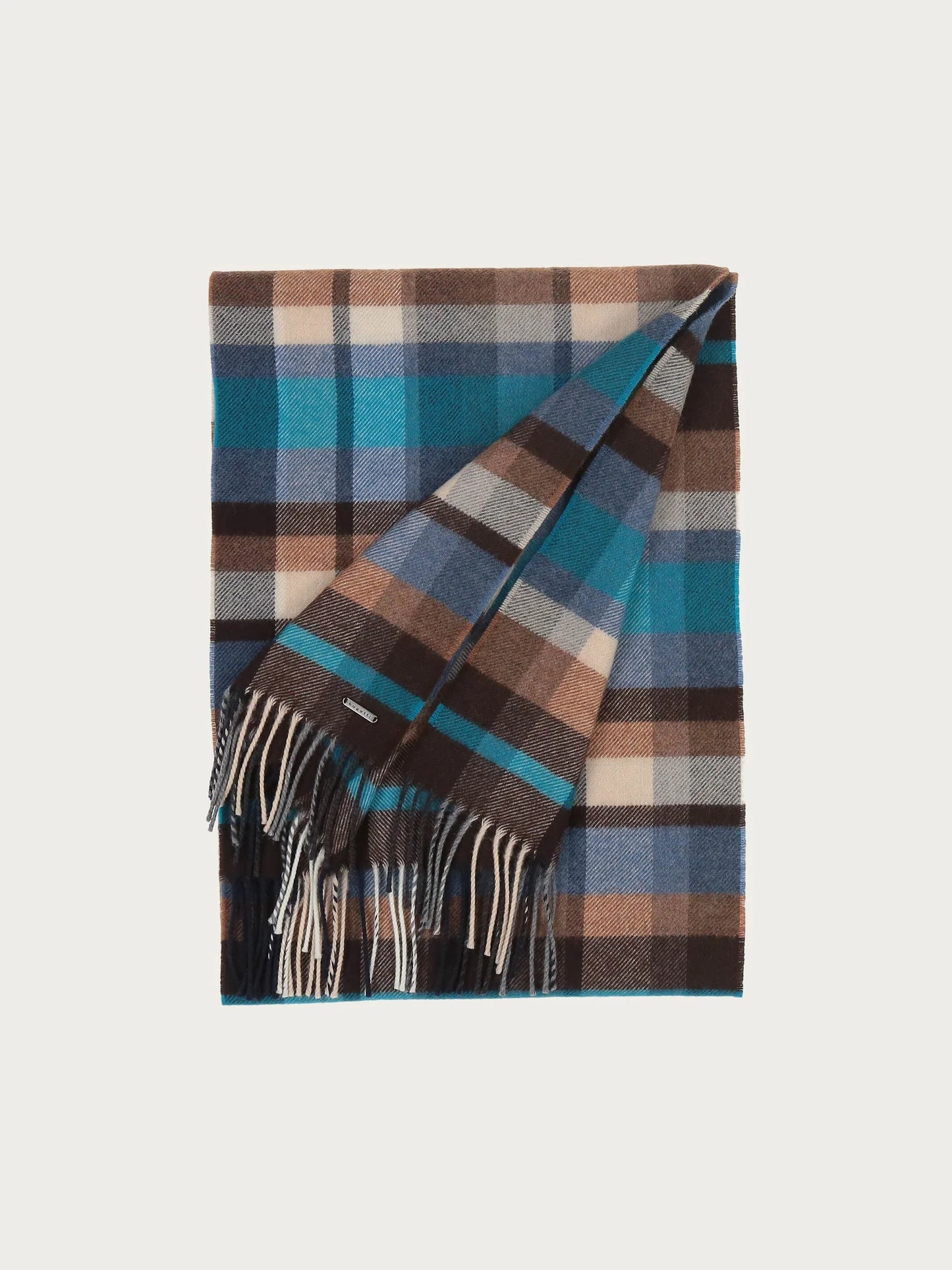 Turquoise, brown and cream scarf by Bugatti