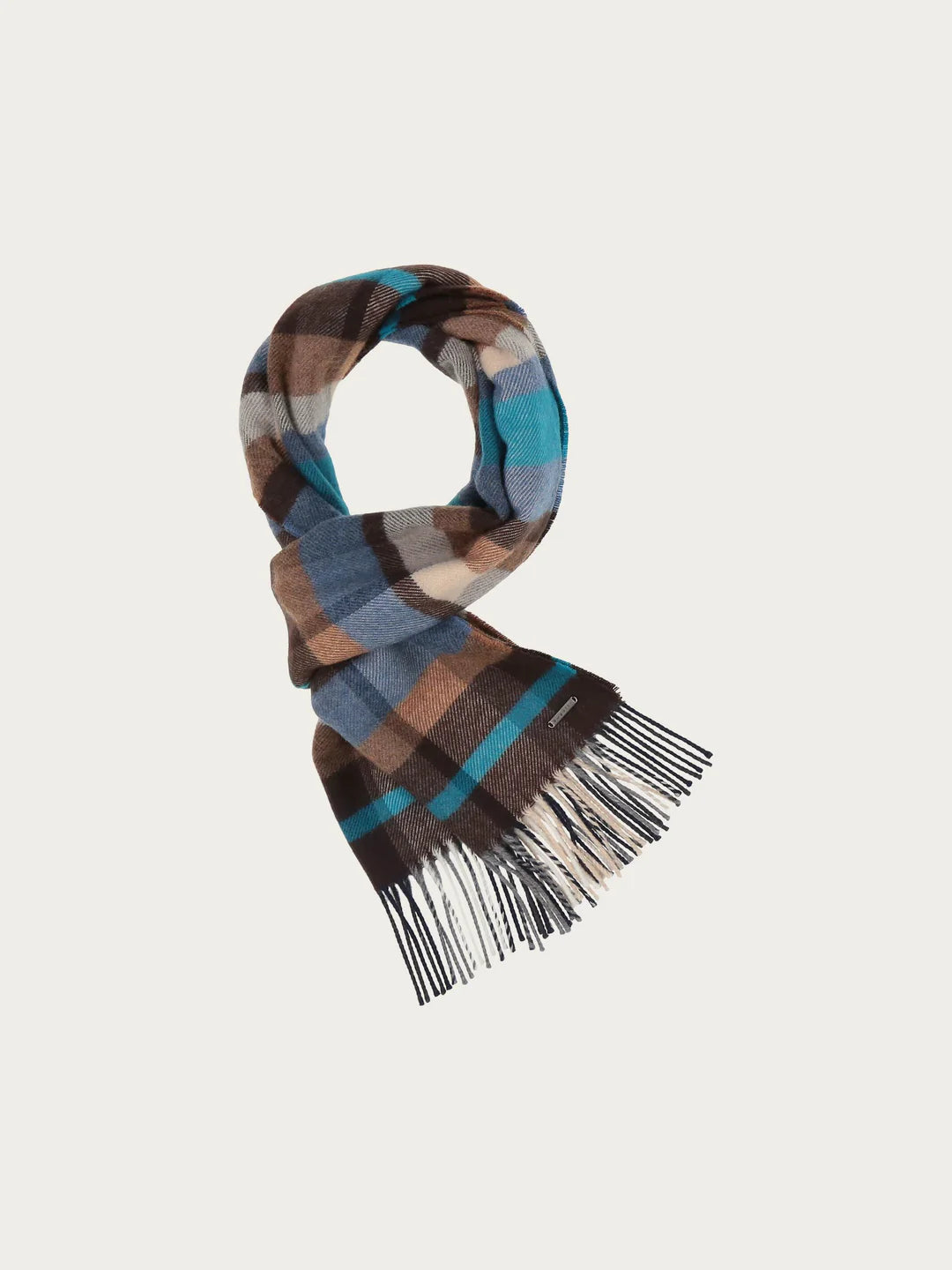 Turquoise, brown and cream scarf by Bugatti