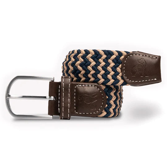Beige and navy zigzag belt by Swole Panda