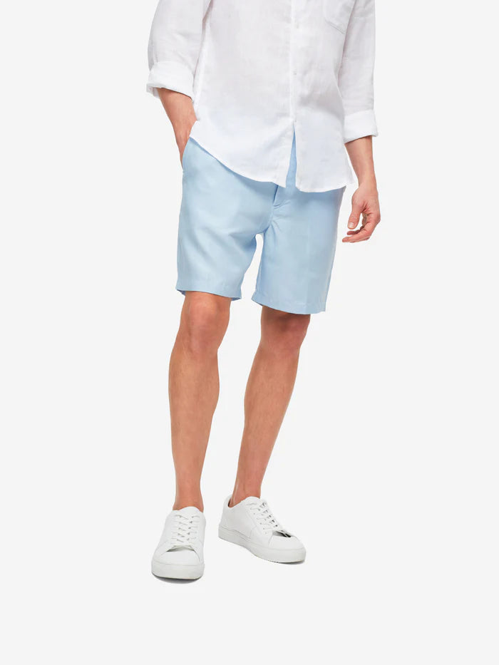 Sydney linen shorts in Sky Blue by Derek Rose