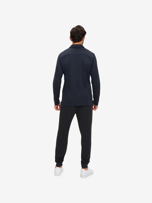 Ramsay 2 Long sleeve polo in navy by Derek Rose