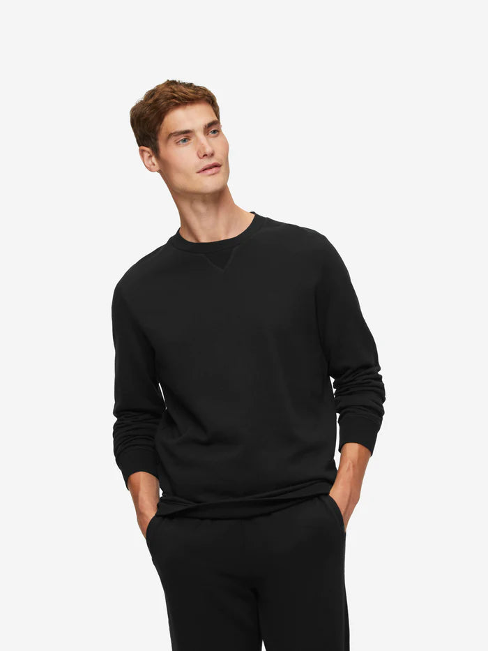 Quinn Cotton Modal Sweatshirt in Black by Derek Rose