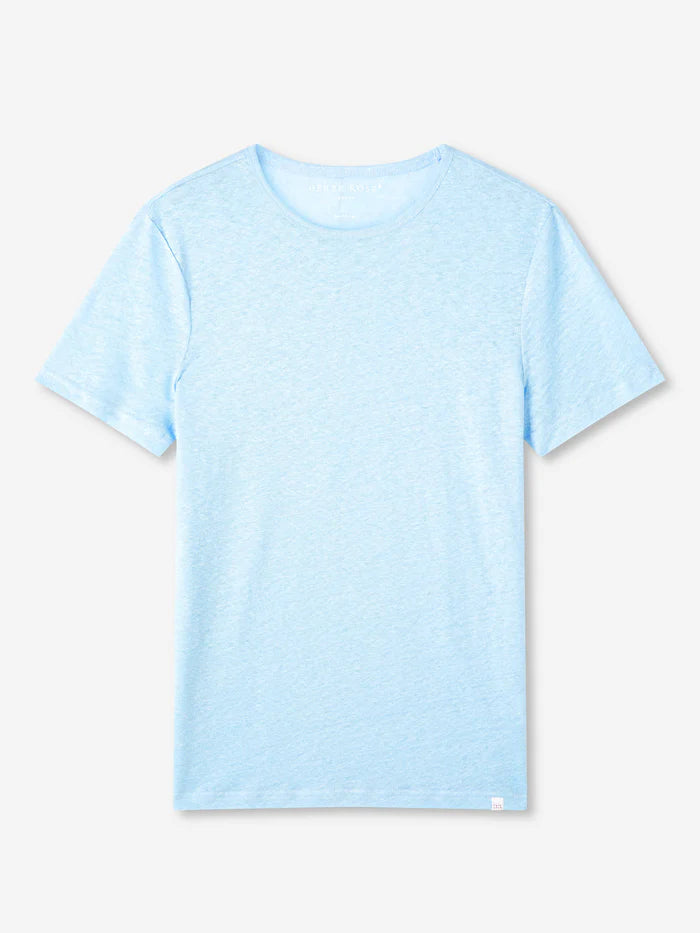 Jordan linen t-shirt in sky blue by Derek Rose