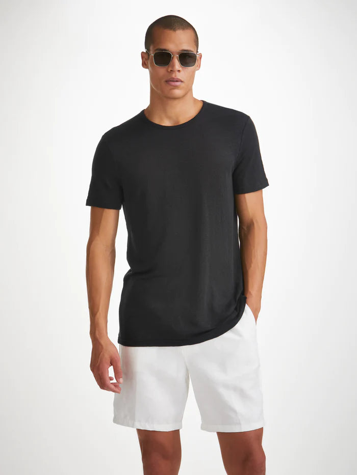 Jordan linen t-shirt in Black by Derek Rose