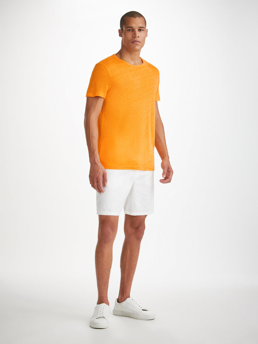Jordan linen t-shirt in Tangerine by Derek Rose