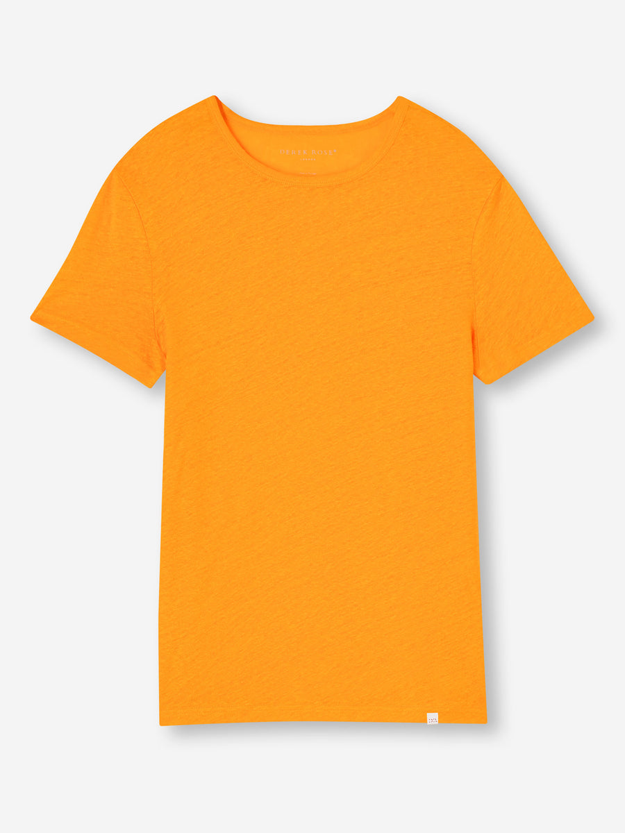 Jordan linen t-shirt in Tangerine by Derek Rose
