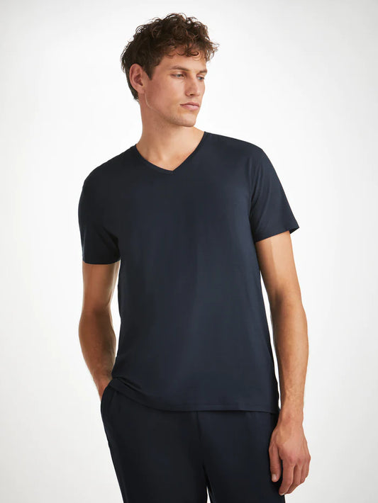 Modal v-neck t-shirt in Navy by Derek Rose
