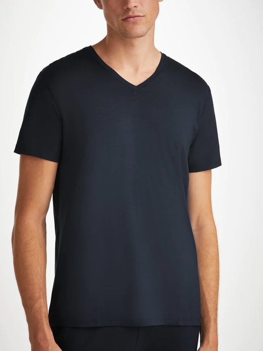 Modal v-neck t-shirt in Navy by Derek Rose