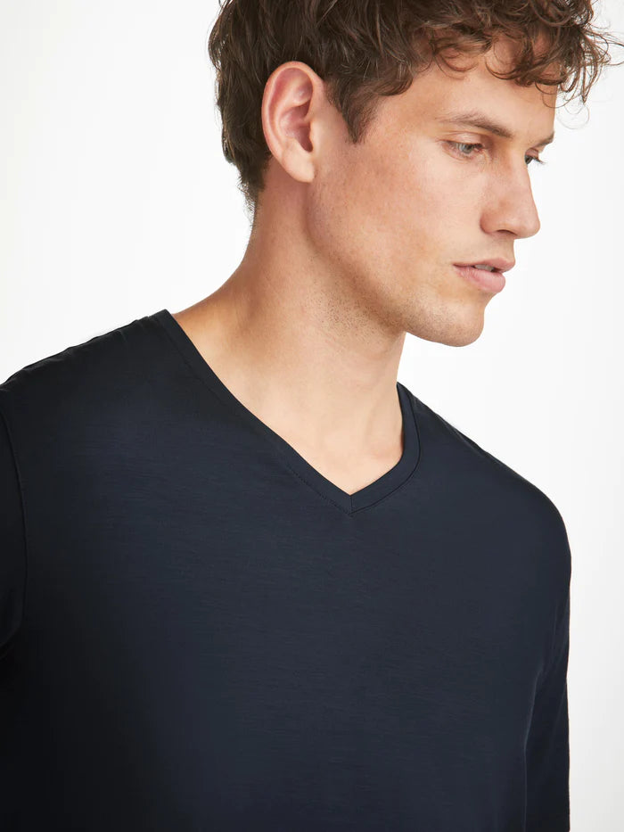 Modal v-neck t-shirt in Navy by Derek Rose