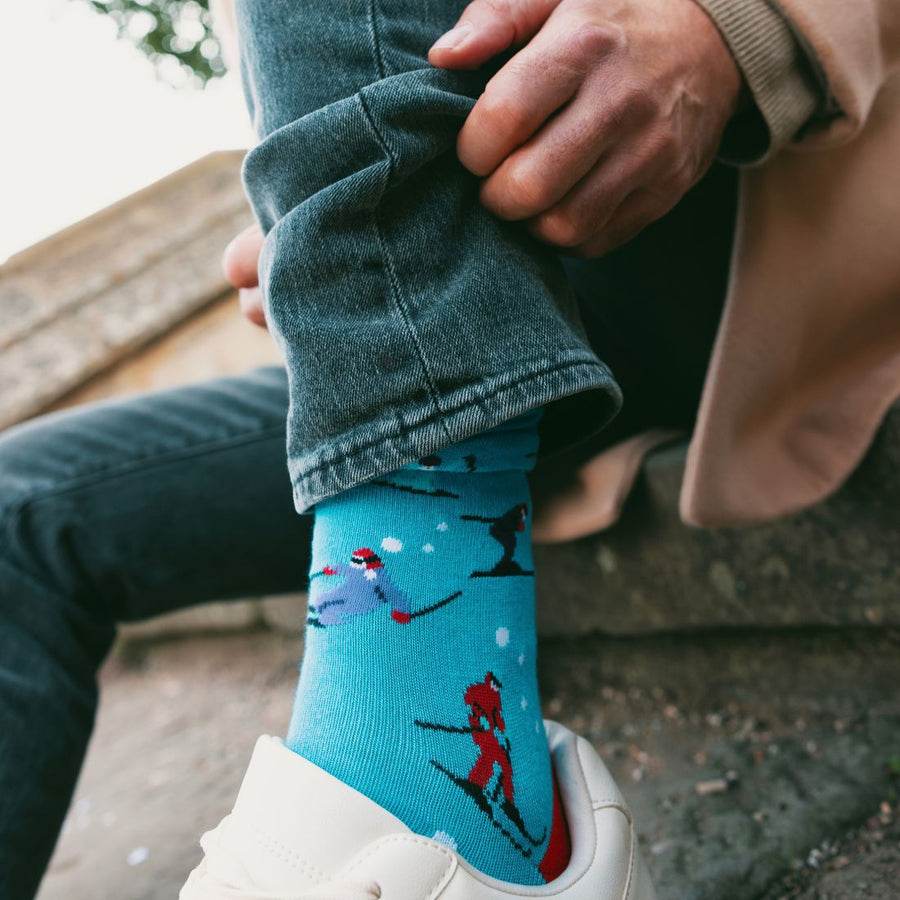 Ski Bamboo Socks in Blue by Swole Panda