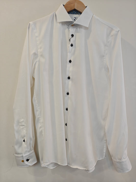 White shirt with blue floral detail by R2