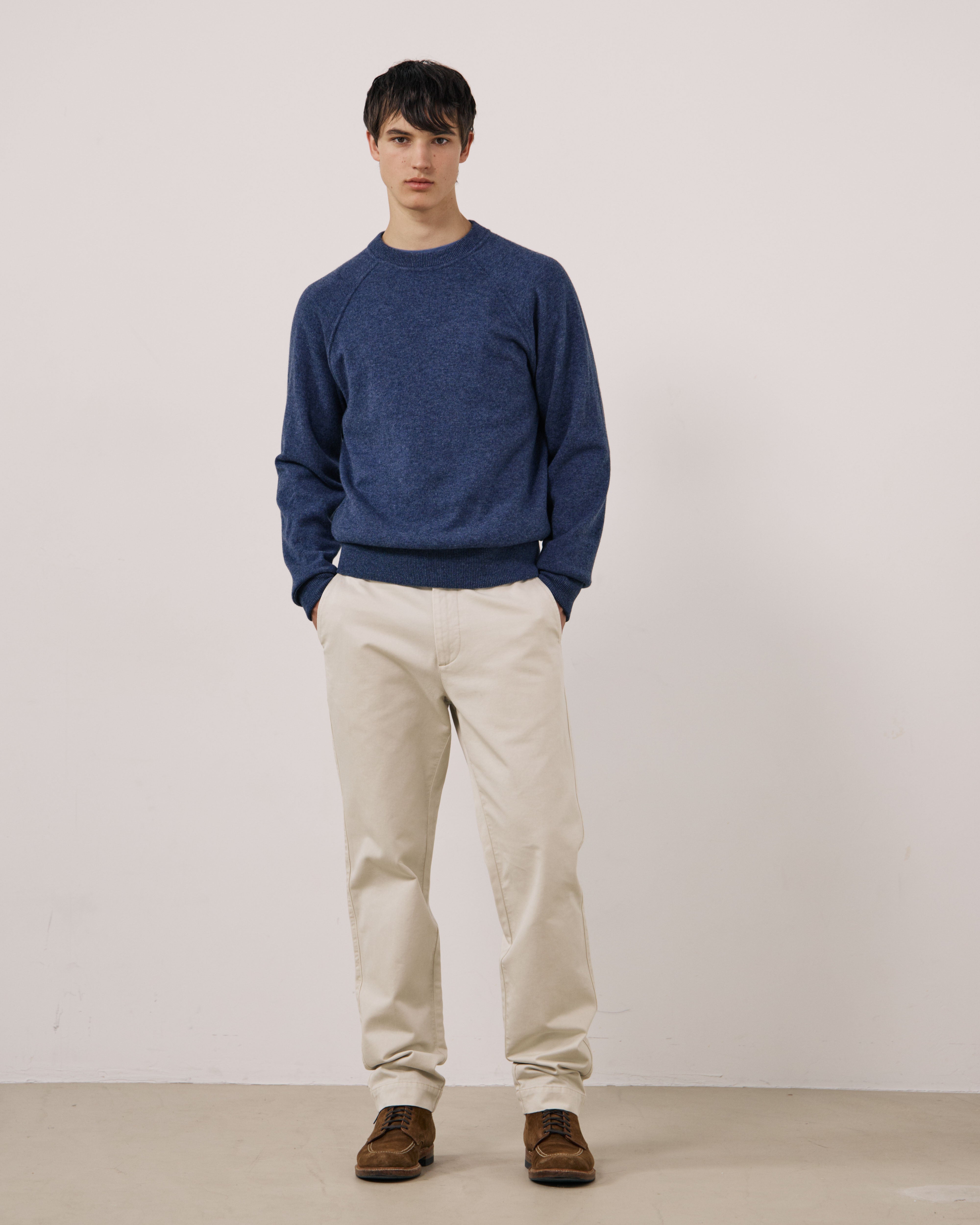 Wool and Cashmere Sweater in Indigo Blue by Hartford