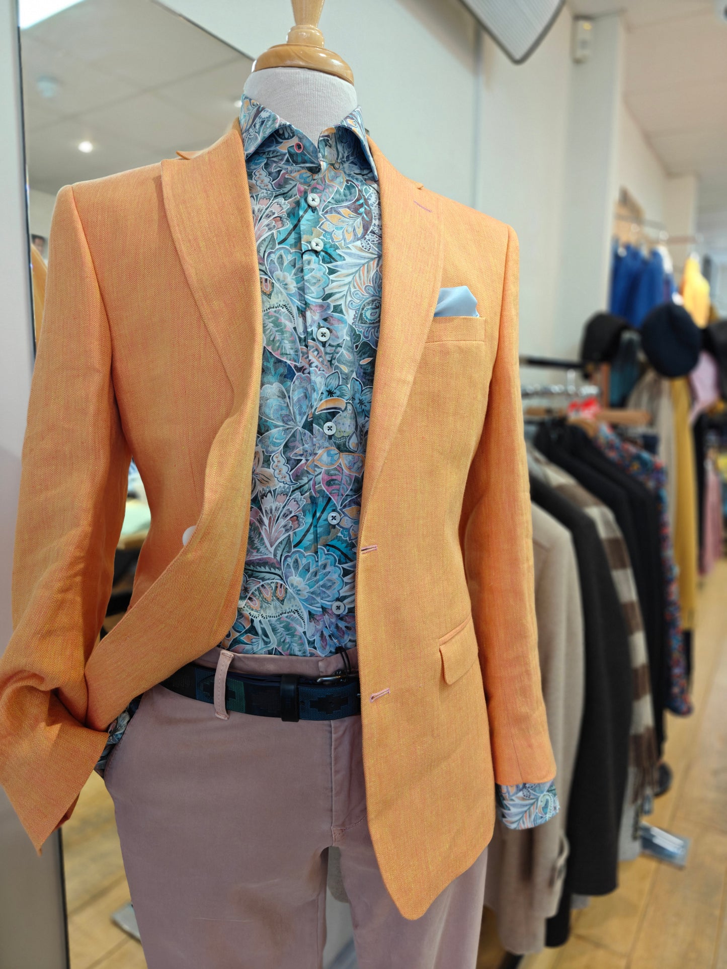 Irish Linen in Bright Apricot by Mazzelli for Torre