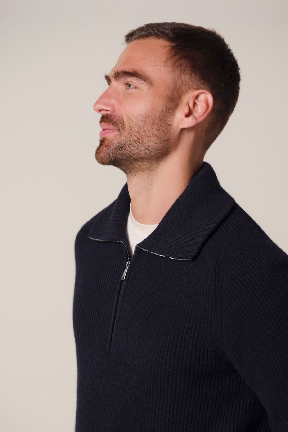 Navy Heavy Wool 1/4 Zip