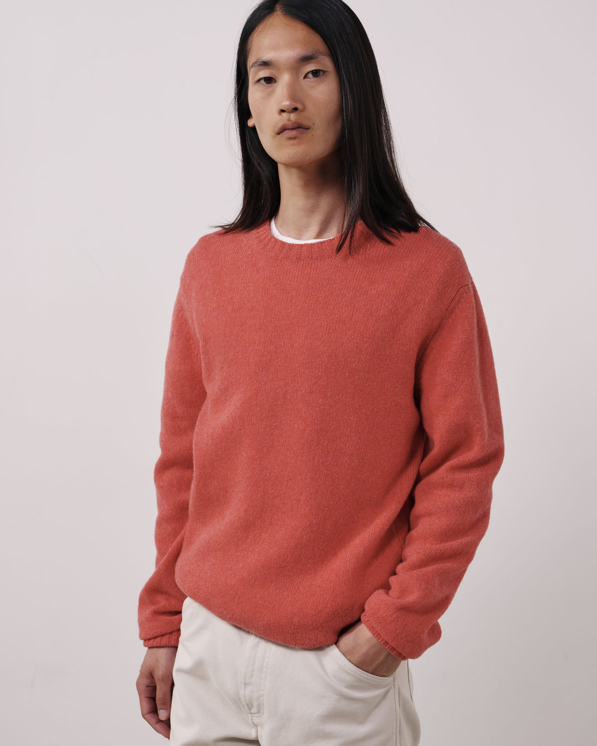 Shetland Crew Sweater in Coral by Hartford