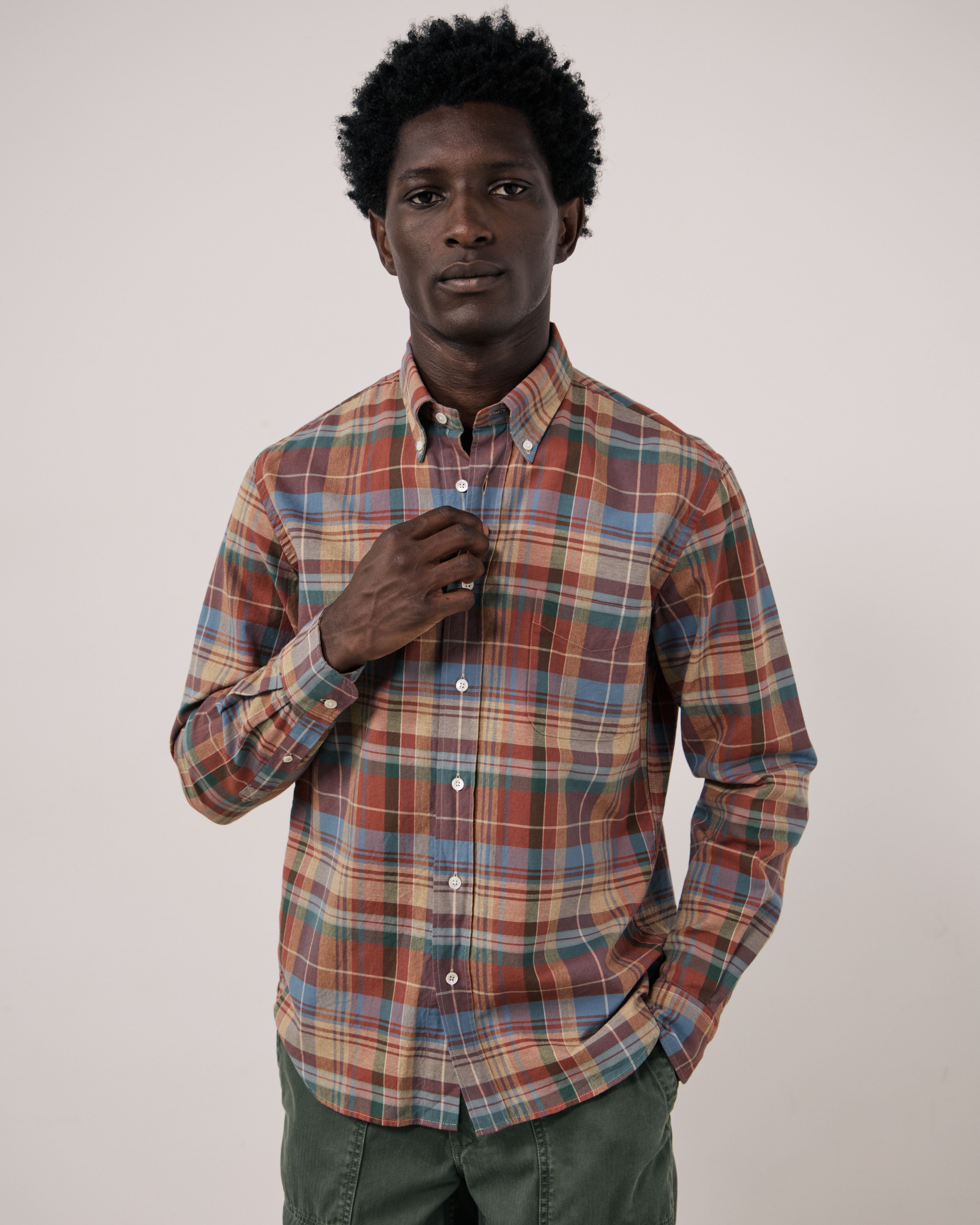 Pitt Men's Red Checked Cotton Shirt by Hartford
