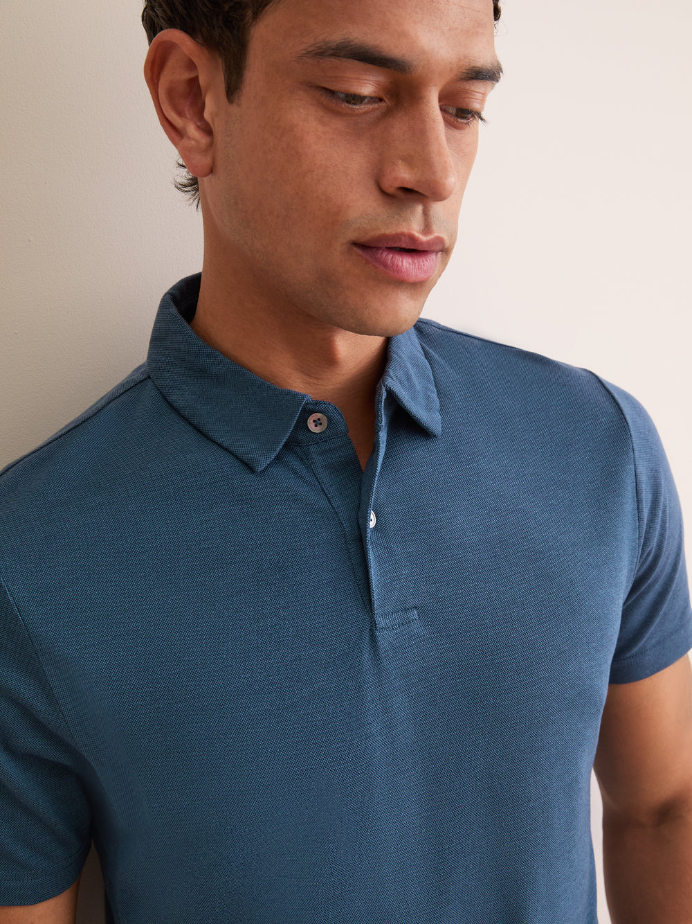 Ramsay polo in Denim Blue Blue by Derek Rose