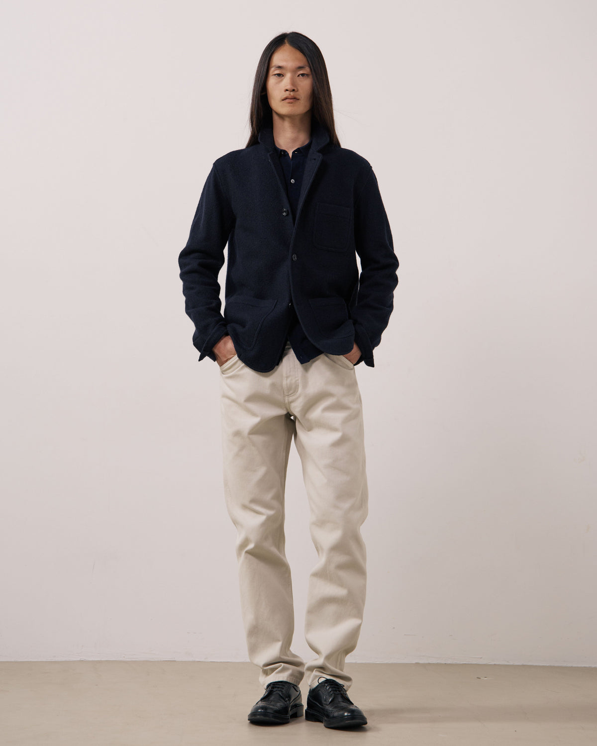 Boiled Wool Jacket in Navy by Hartford